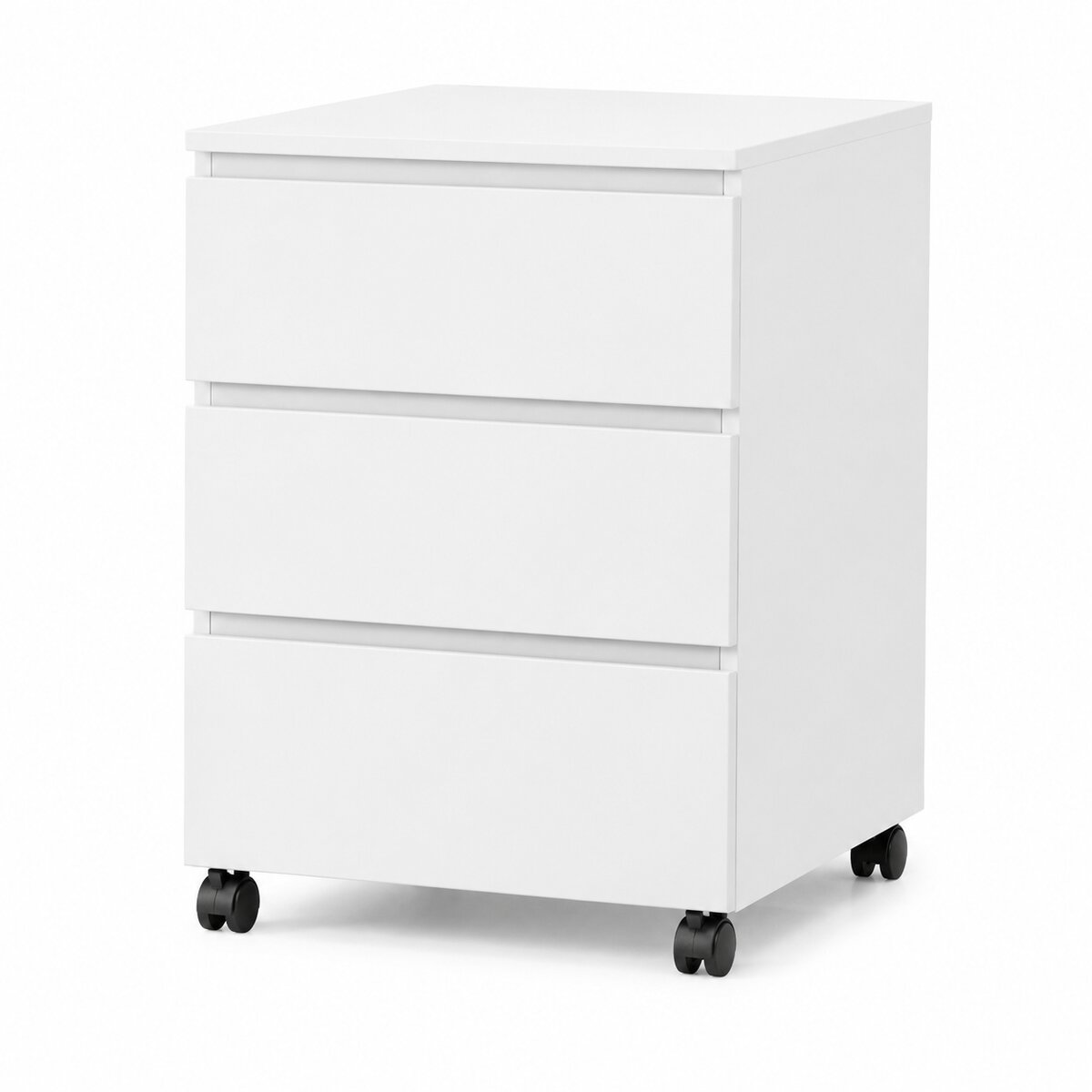 3-Drawer Mobile Pedestal, Handleless (White)