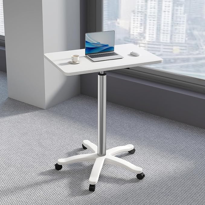 Height-Adjustable Rolling Standing Desk (White)